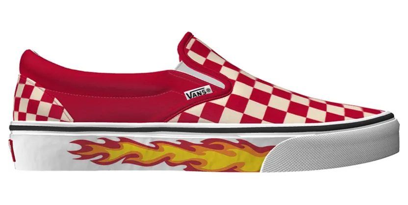VANS Gepersonaliseerde Red Checkerboard Flame Slip-on Rood (VN0A3CST576)