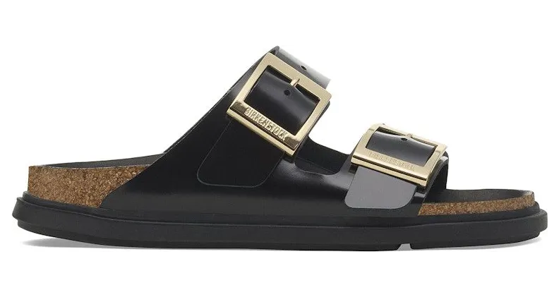 Birkenstock Arizona Droplet Buckle Natural Leather Patent High Shine Black (1029364)