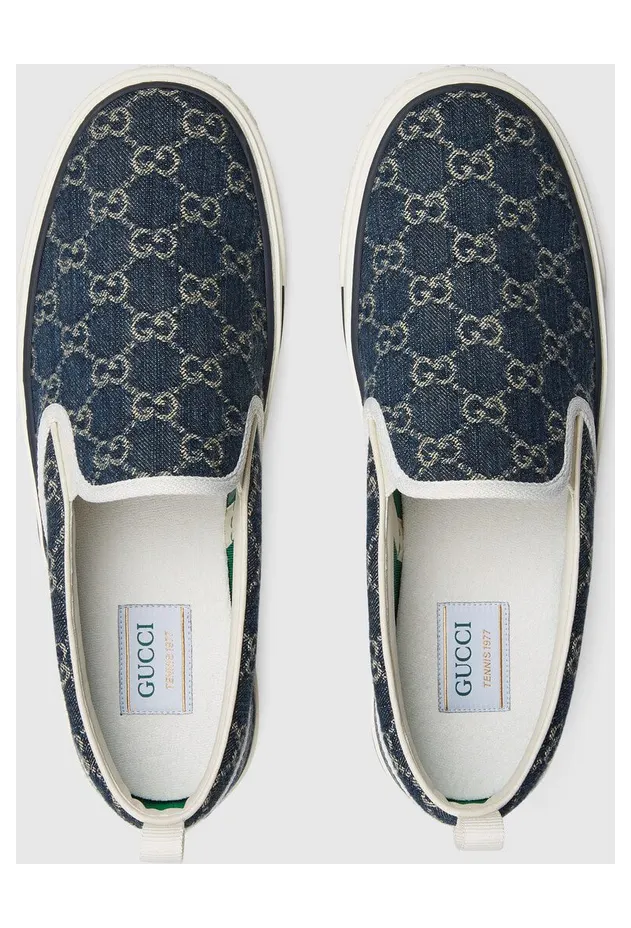 Gucci Tennis 1977 Slip On Denim (643489 2KQ20 4465) (3)