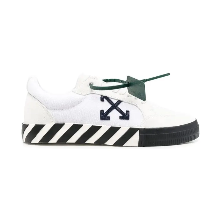 OFF-WHITE Low Vulcanized Canvas Suede White Navy Blue (OMIA085S22LEA0010146)