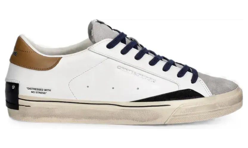 Crime London 2.0 gerafelde sneakers met vlakken – Wit (11070AA8)