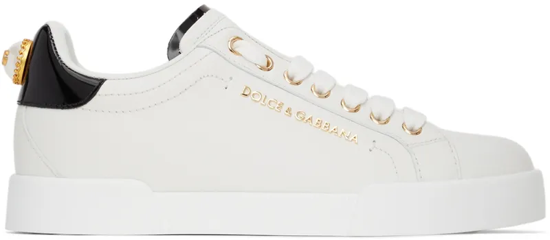 Dolce & Gabbana White & Black Portofino Low (CK1602 AH506)