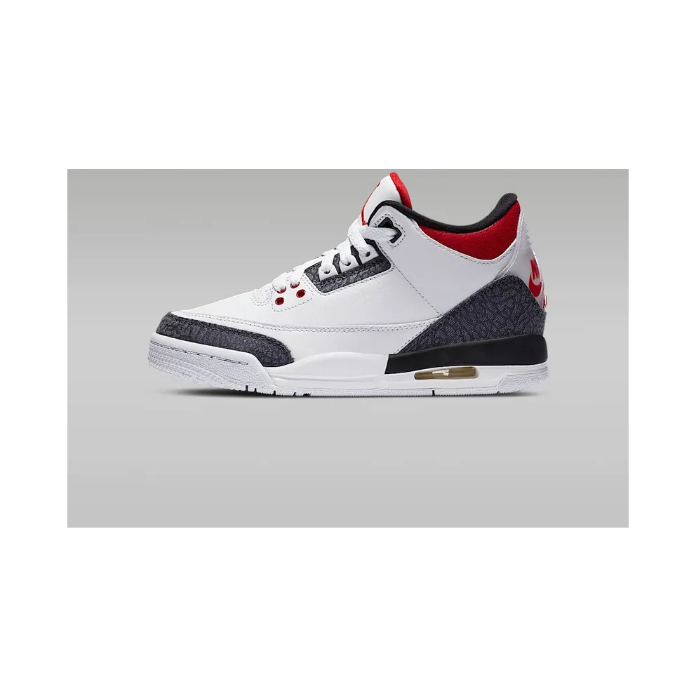 Jordan 3 Retro SE Fire Red Denim (GS) White/Fire Red-Black (CZ6634-100)