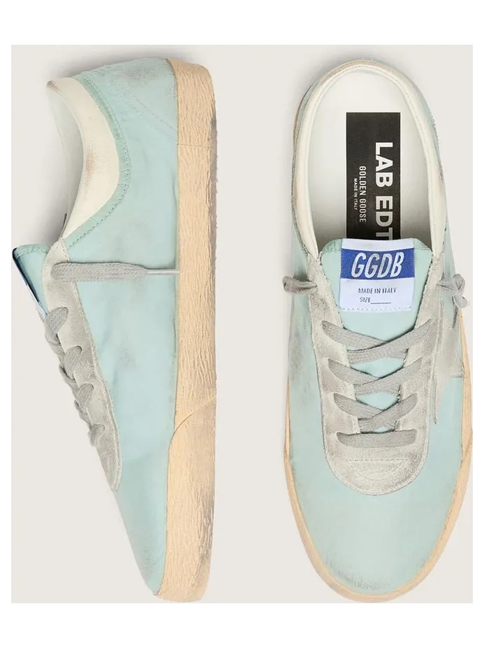 Golden Goose Women’S Super-Star In Light Green Nylon With Light Gray Suede Star (GWF01080.F008483.35977) (3)