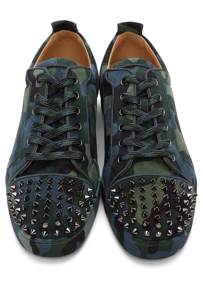 Christian Louboutin Blue & Green Louis Junior Spikes Orlato Sneakers (1220591) (5)