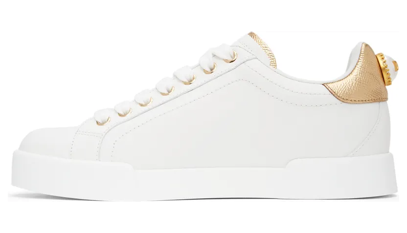Dolce & Gabbana White & Gold Portofino Sneakers (CK1602 AN298) (3)
