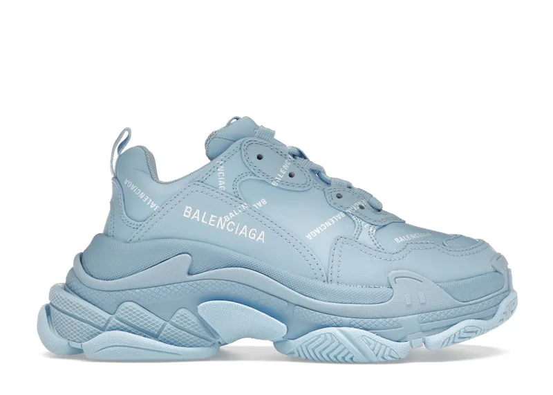 Balenciaga All Over Logo Triple S Blue Grey (W) (524039W2FA14090)