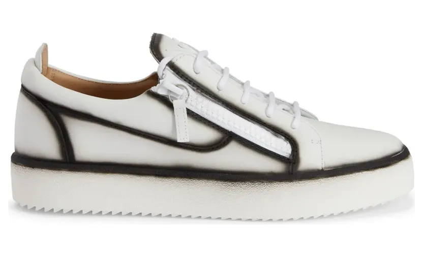 Giuseppe Zanotti Frankie Sneakers mit Ziernähten und doppeltem Reißverschluss – Weiß (RM40032001)