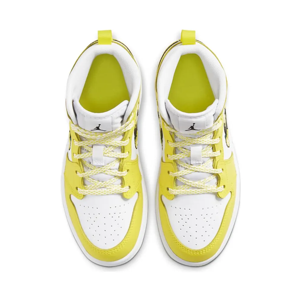 Jordan 1 Mid Dynamic Yellow Floral (PS) Dynamic Yellow/White-Black (AV5173-700)