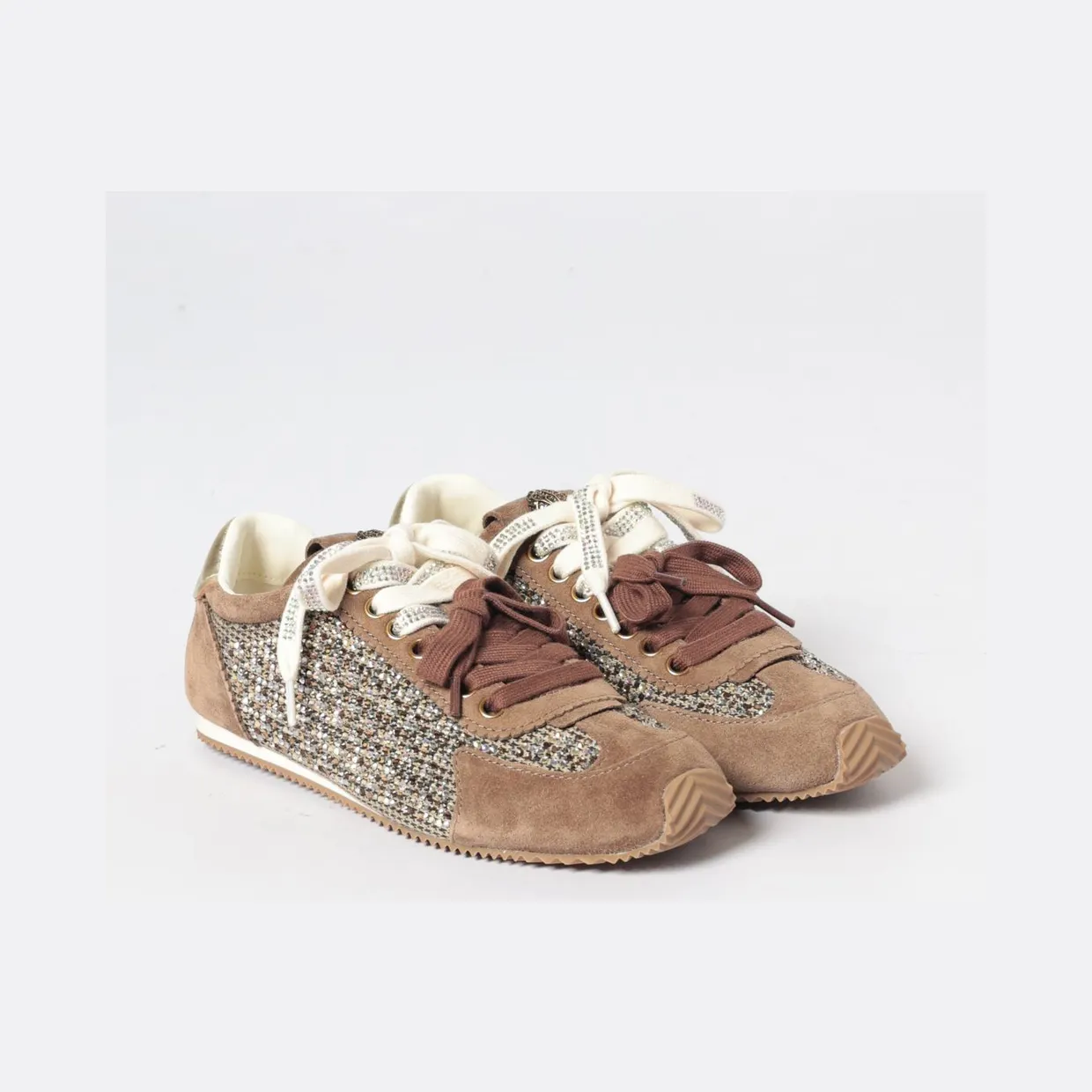 Kurt Geiger Suede and Tweed Sneakers Brown (4396043609BEIGECOM)