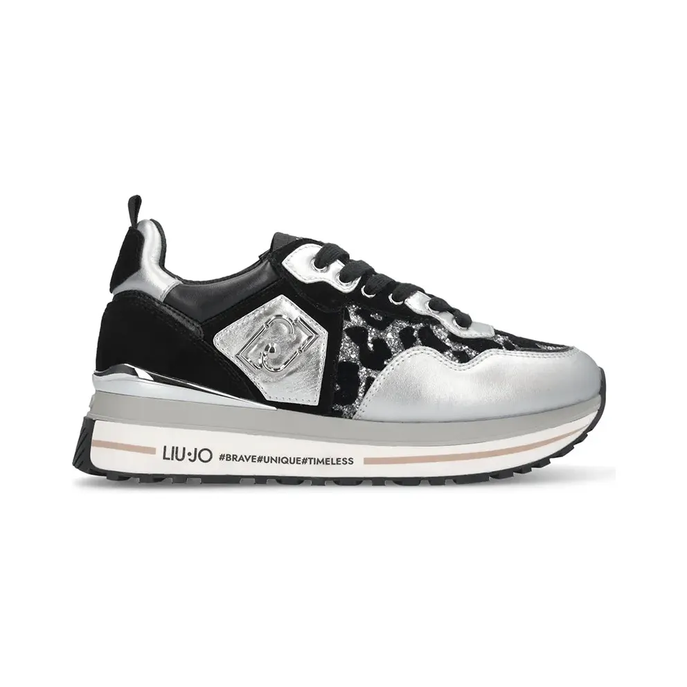 Liu Jo sneaker Calf Leather/Printed Silver/Black (BF5009PX682S1S01)