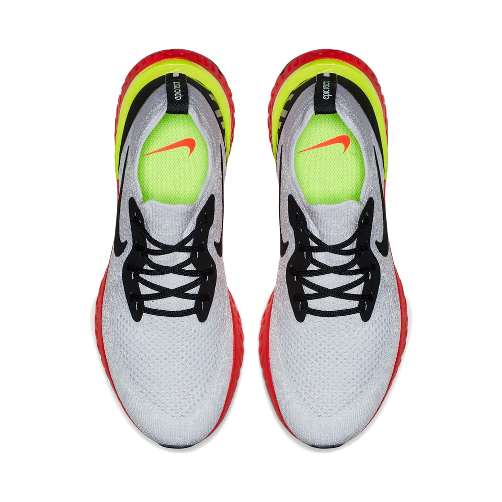 Nike Epic React Flyknit White Bright Crimson True White/Black-Pure Platinum-Bright Crimson-Volt (AQ0067-103)