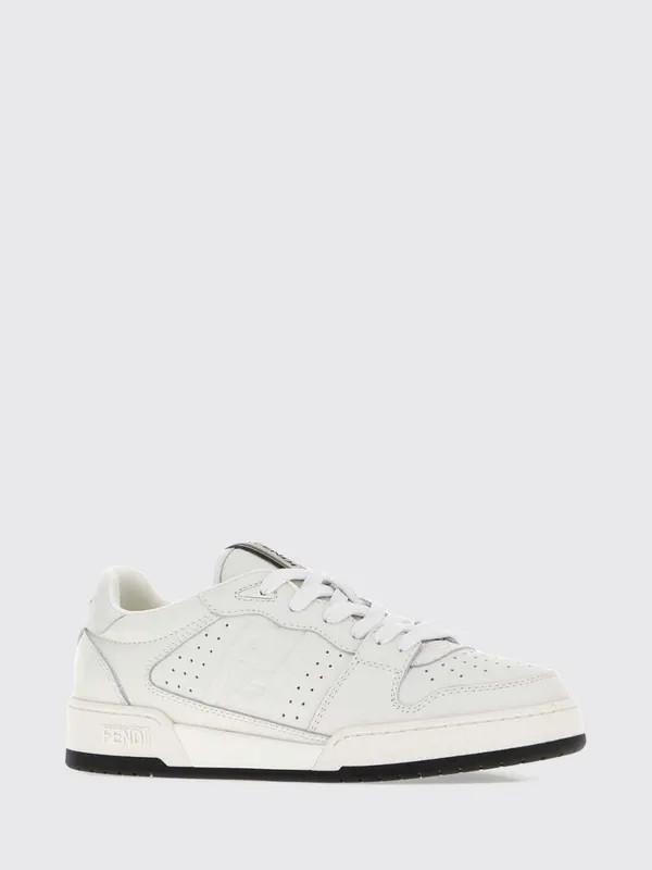 Fendi Match Calfskin Leather Sneakers with Tone-on-Tone FF Monogram White (8E9084B17VF1XJV)