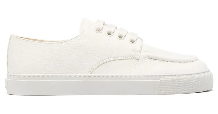 Prada Apron-toe Pebble-grain “White” (2EE427 F G000 MN0 F0304)