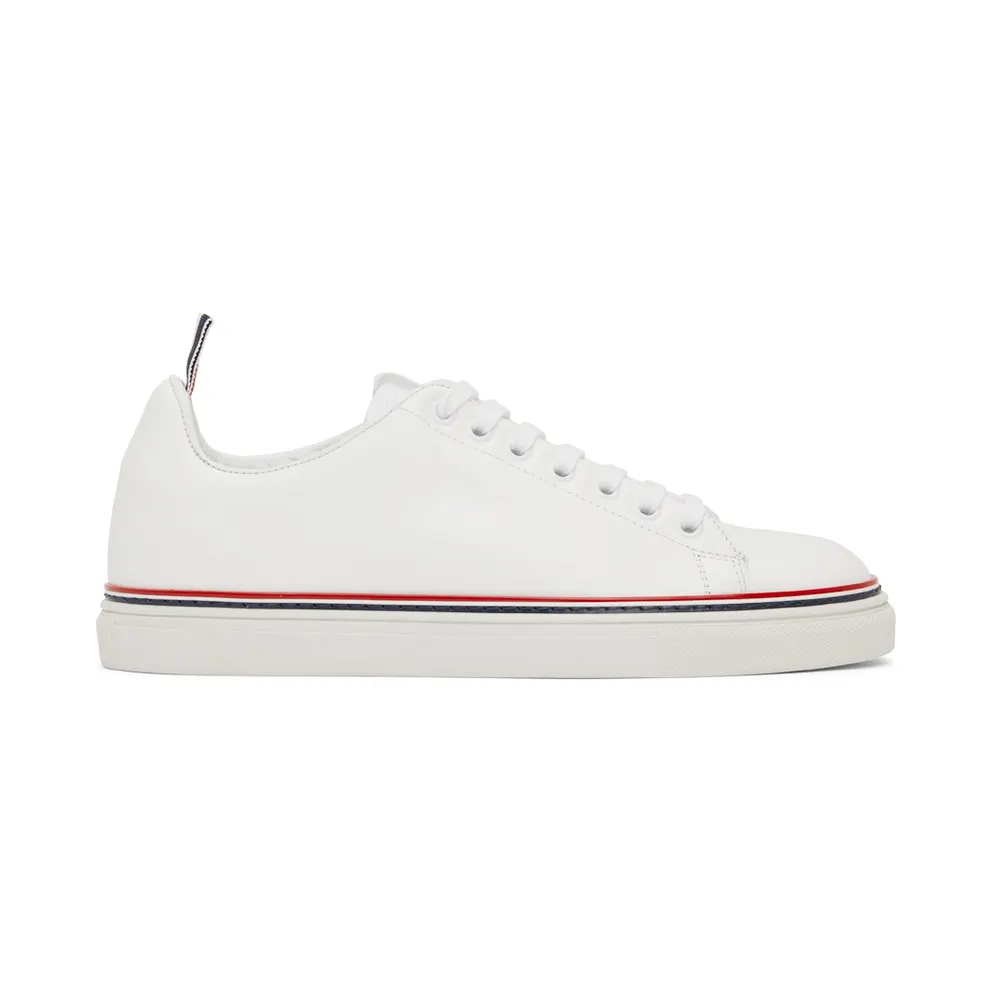 Thom Browne White Calfskin Tennis Sneakers (MFD219A-05584)