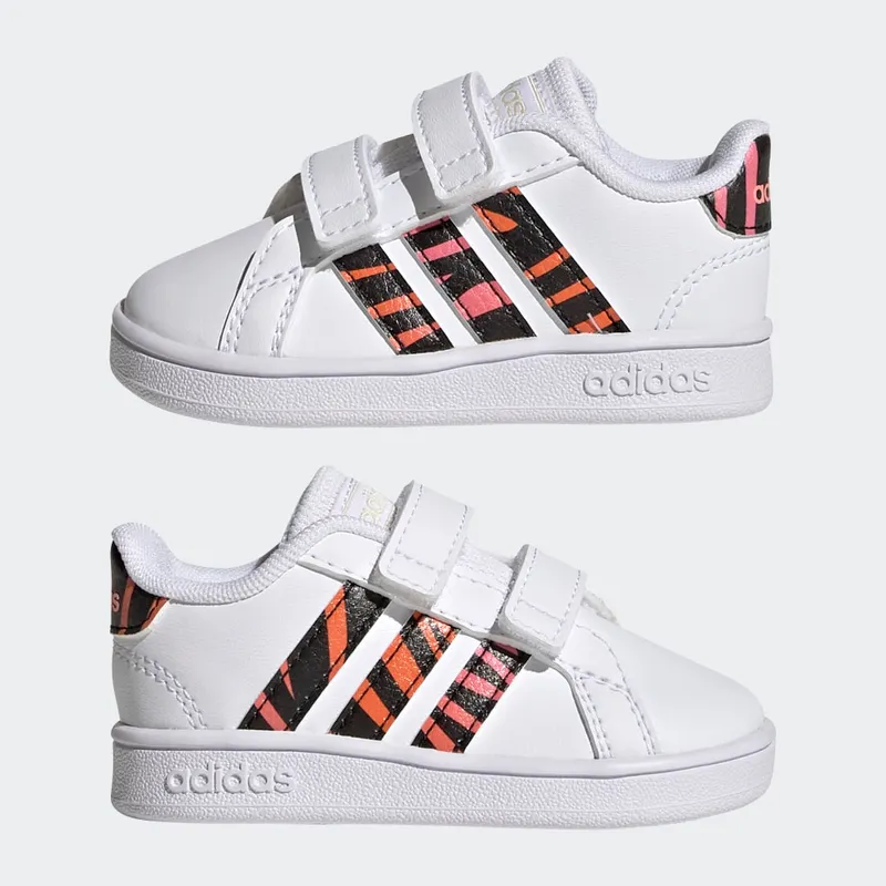 adidas Grand Court Tiger-Print Cloud White / Core Black / Acid Red (GZ1079)