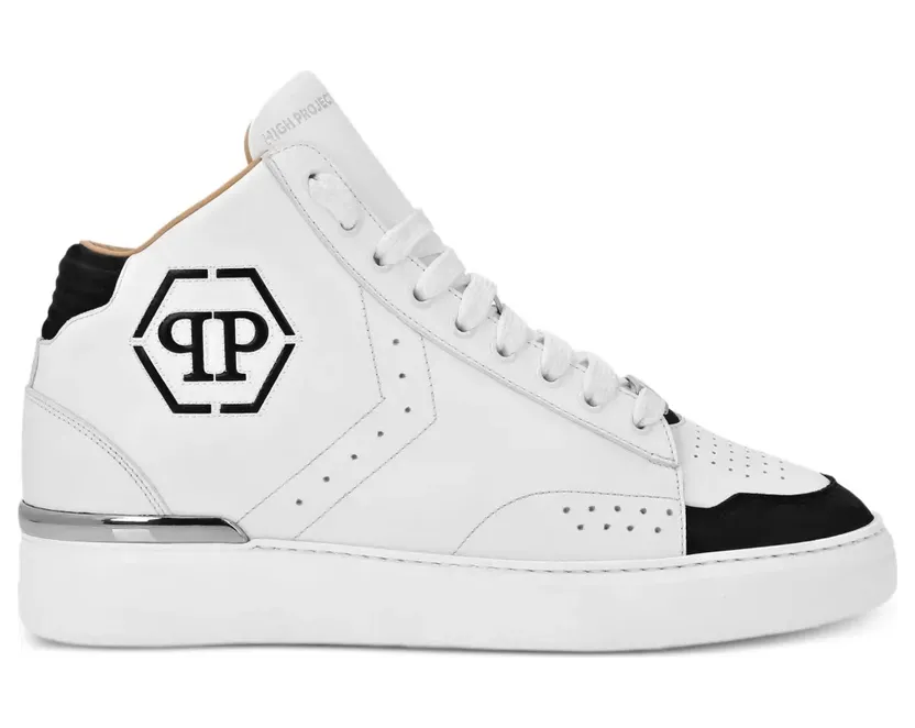 Philipp Plein Hexagon leren sneakers – Wit (PAESUSC0721PLE010N)