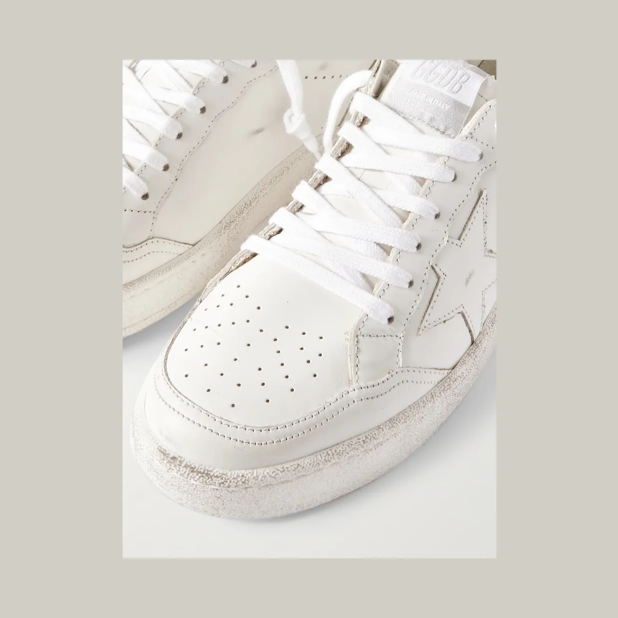 Golden Goose Ball Star Distressed Leather Sneakers White (GMF00804.F007322) (5)