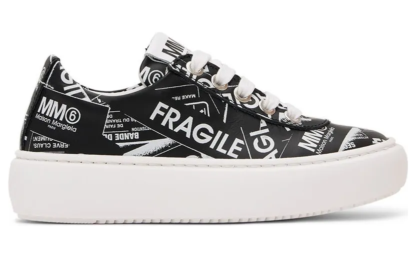 MM6 Maison Margiela Kids Black Fragile Logo Sneakers (72072)