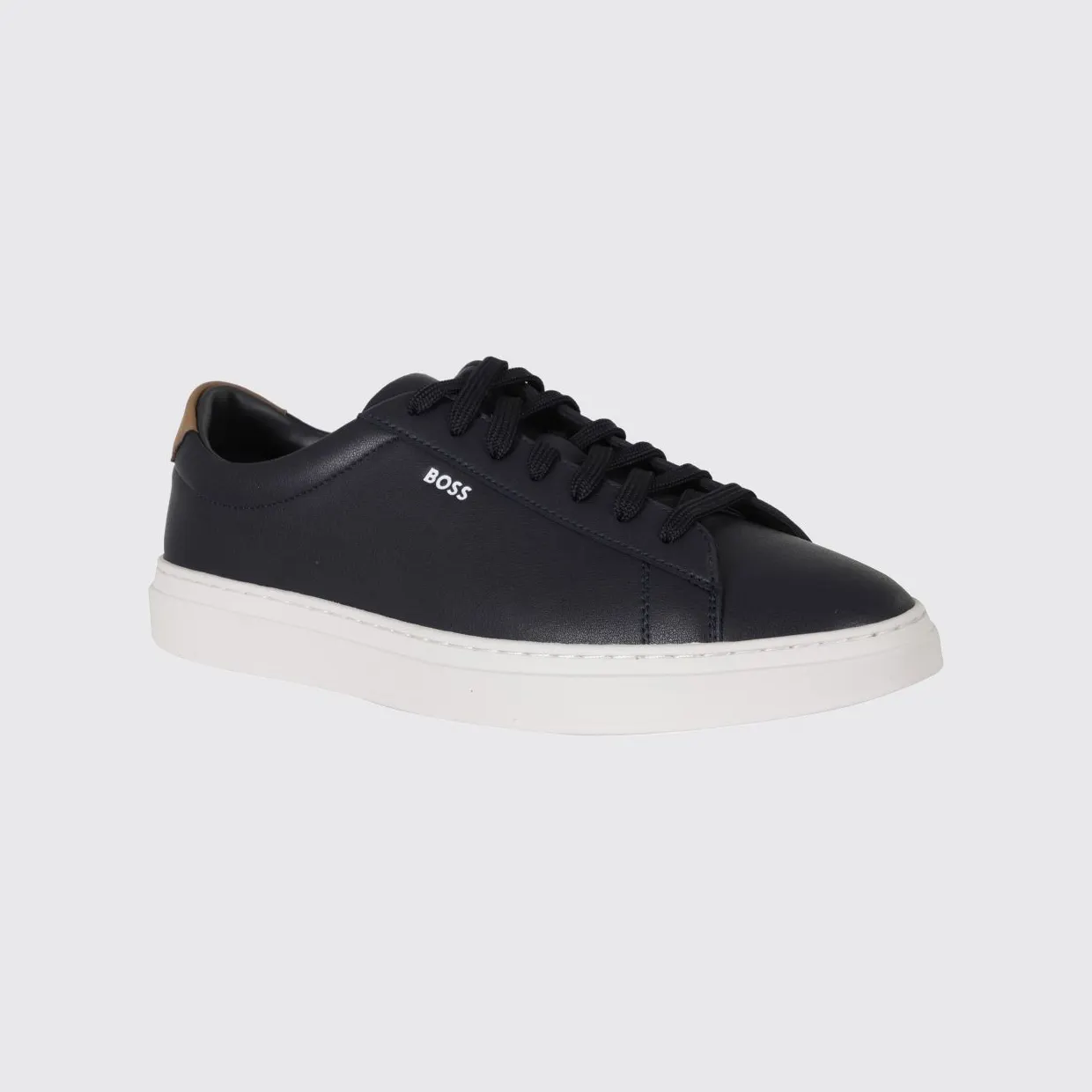 Boss Kieran Low-Top Trainers in Smooth Leather with Printed Logo Blue (50552853403)