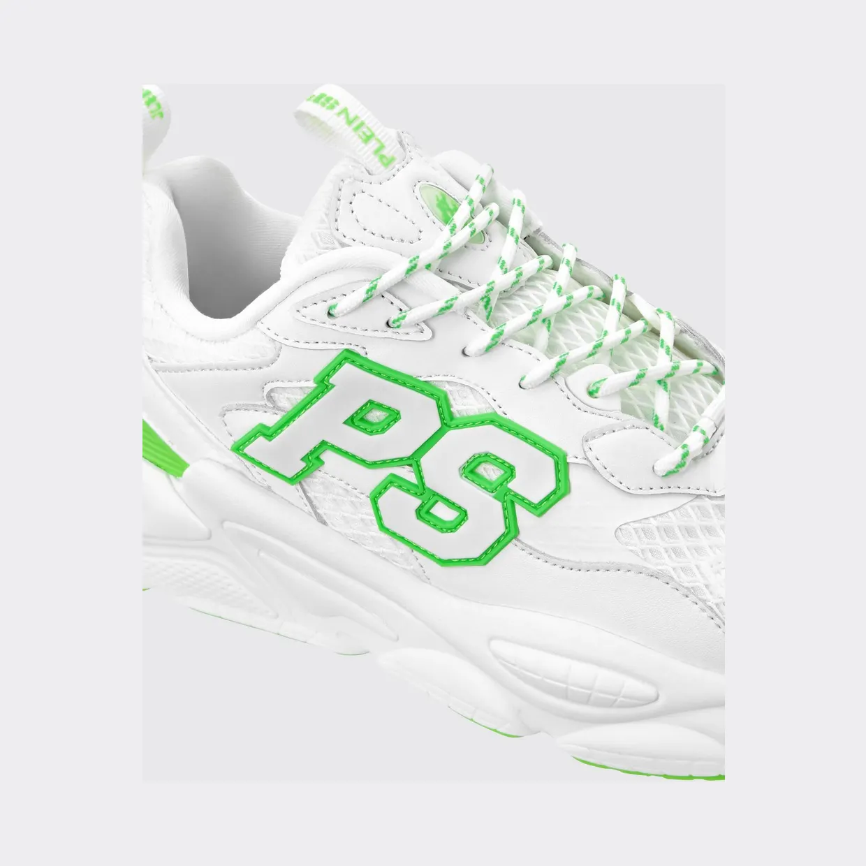 Plein Sport Leather and Mesh Low-Top Trainers with Contrast Monogram White (SAESUSC0743STE003N0127) (2)