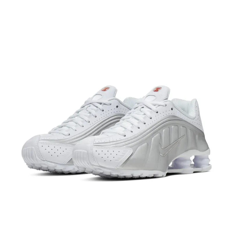 Nike Shox R4 White Metallic (W) White/White-Metallic Silver-Max Orange (AR3565-101)