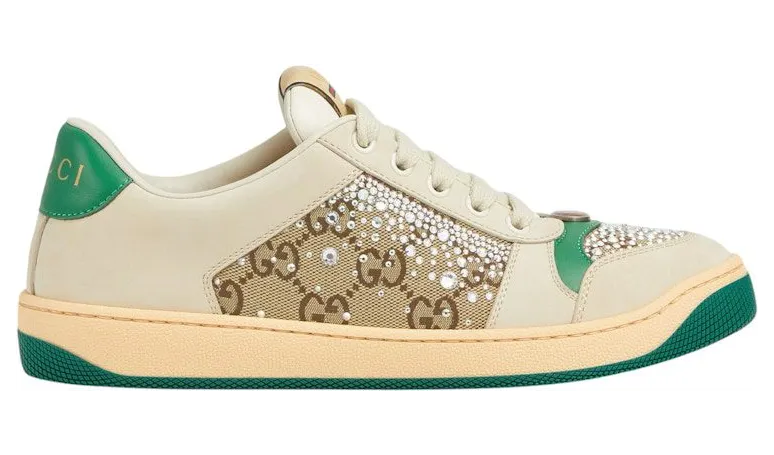 Gucci Screnner Ivory Green Crystals (812041 AAEB2 9541)