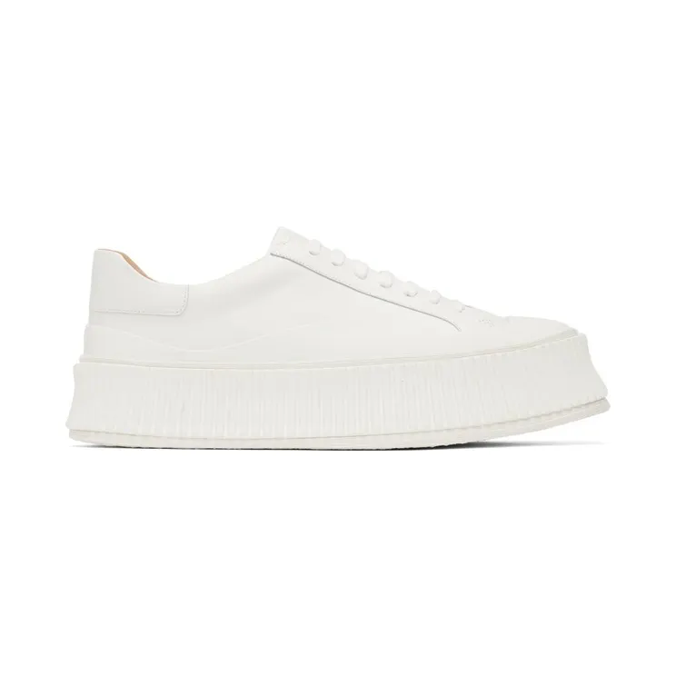 Jil Sander White Leather Platform Low-Top Sneakers (J15WS0002_P4833)