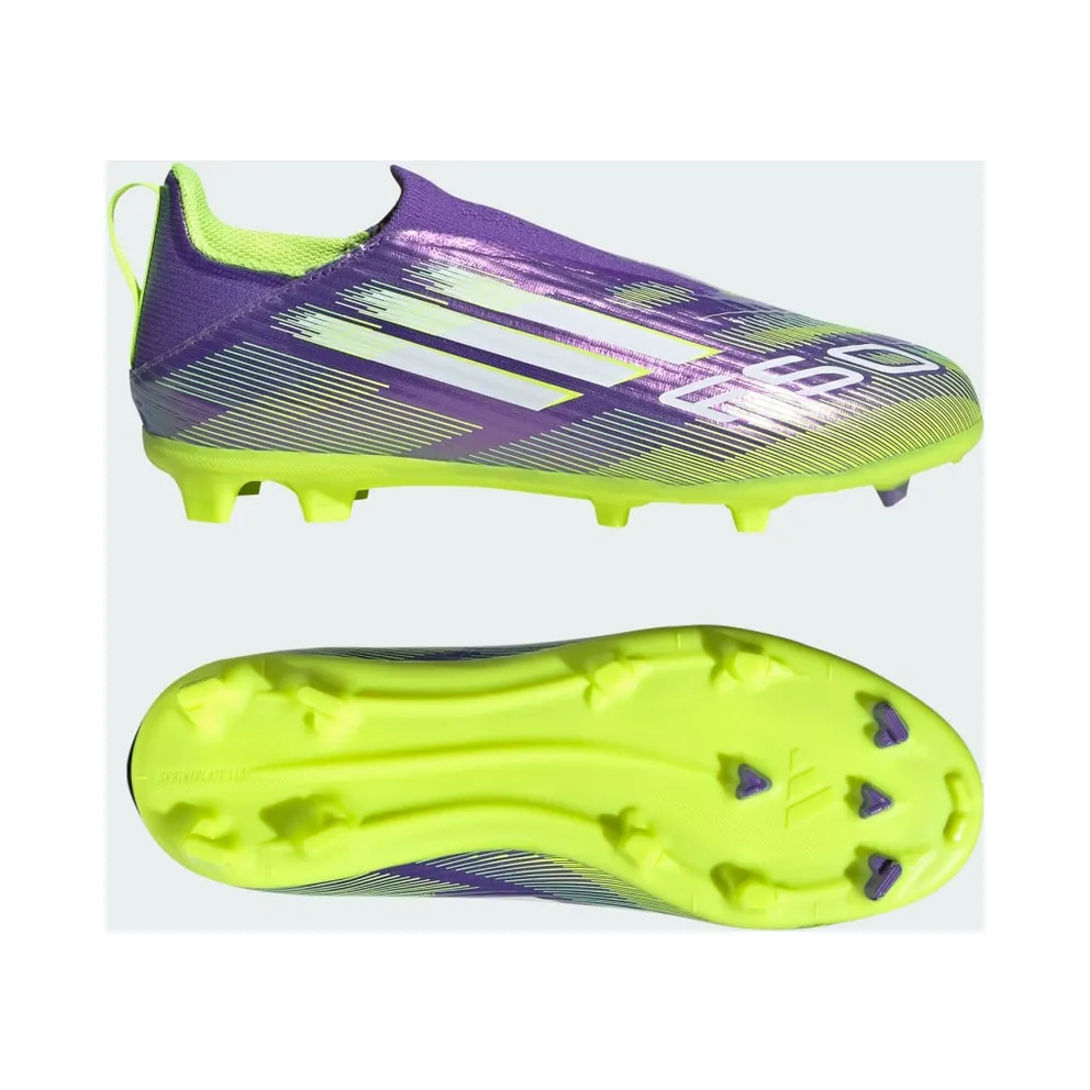 adidas F50 League Laceless FG/MG Purple Rush Cloud White Lucid Lemon (JH7743)