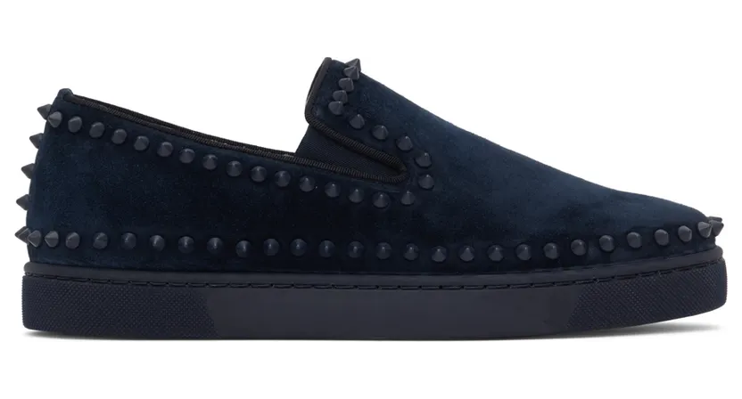 Christian Louboutin Navy Pik Boat Mens Flat Sneakers (1130280)