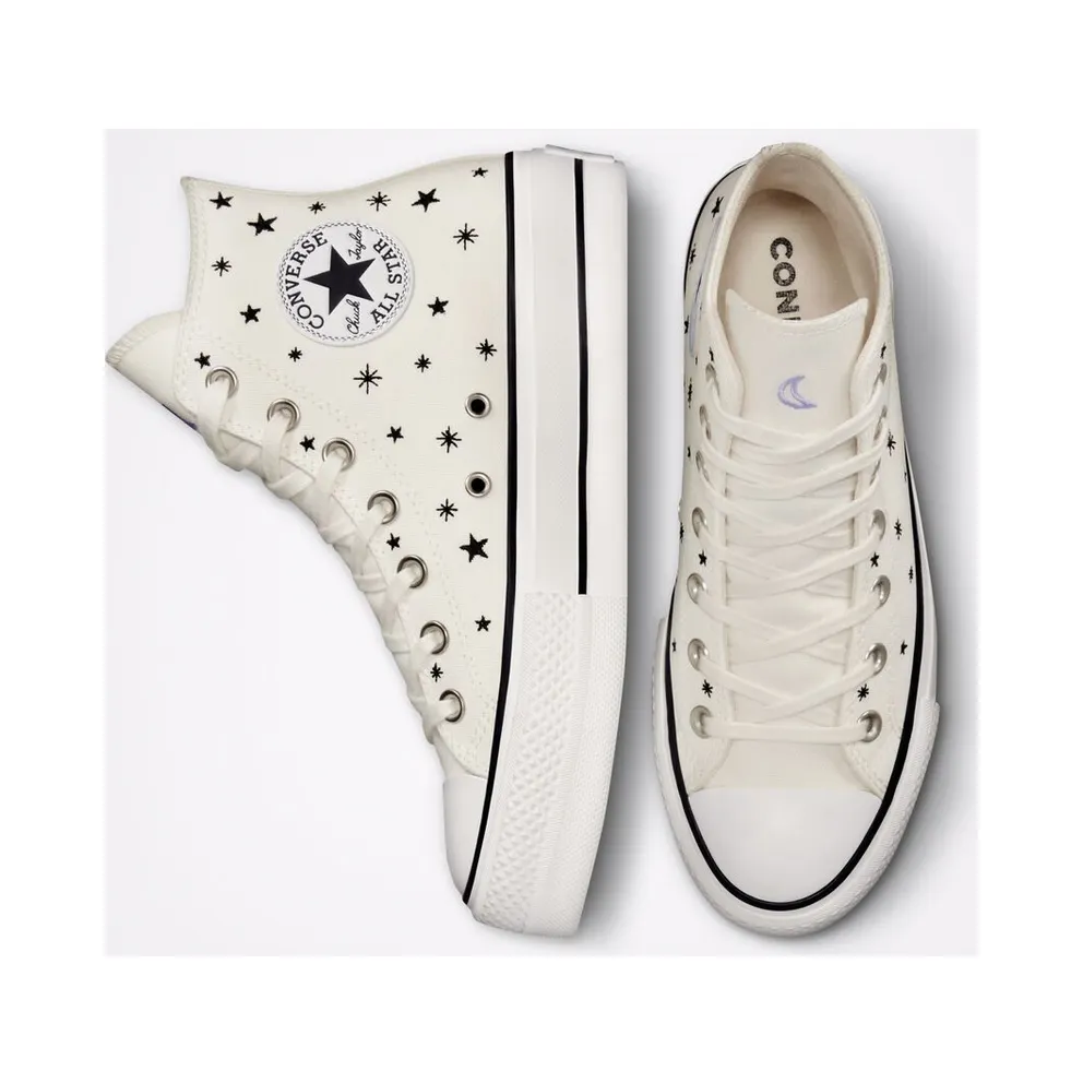 Converse Chuck Taylor All Star Lift Platform Embroidered Stars Egret/Black/moonstone Violet (A03724C)