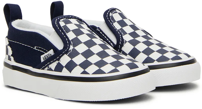 Vans Baby Navy & White Checkerboard Slip-On V Sneakers (VN000UBSARY1)