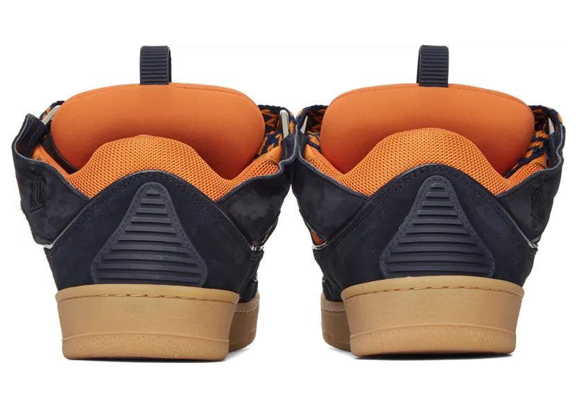 Lanvin SSENSE Exclusive Orange & Navy Curb Sneakers (FM-SKRK11-SSEN-A22) (2)