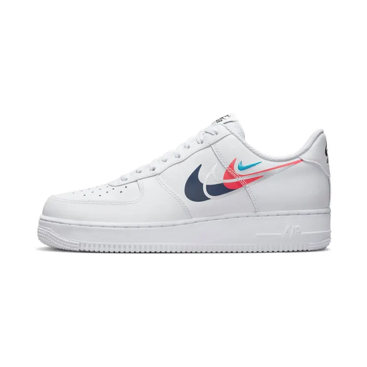 Nike Air Force 1 Low ’07 Quadruple Swoosh “White / Bright Crimson / Metallic Silver / Midnight Navy” (FJ4226-100)