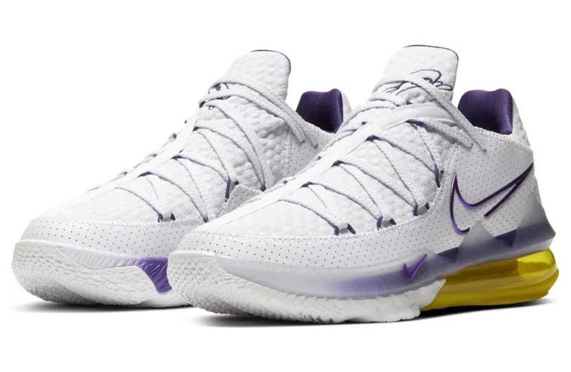 Nike LeBron 17 Low ‘Lakers’ White/Voltage Purple/Dynamic Yellow (CD5007-102)