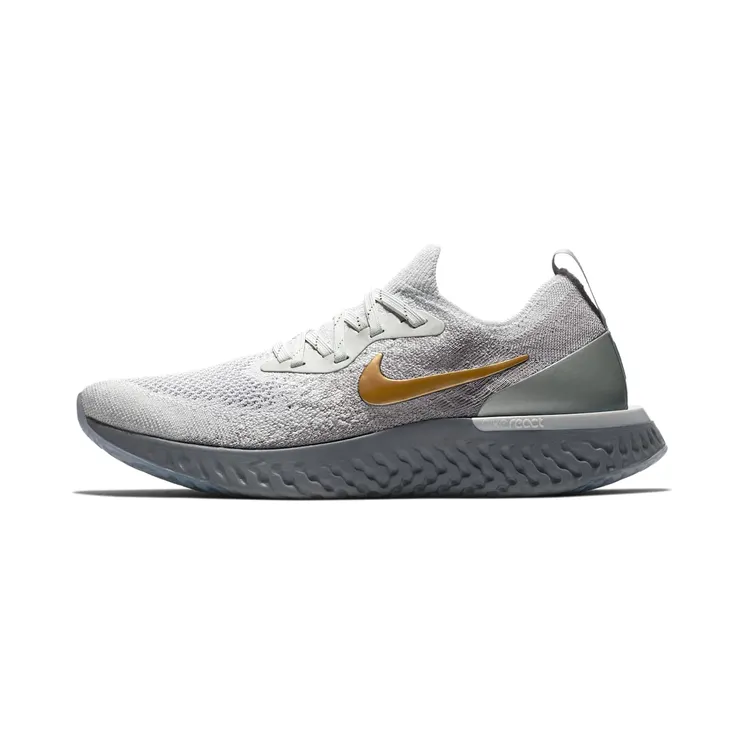 Nike Epic React Flyknit Vast Grey Metallic Gold (W) “Vast Grey / Metallic Platinum / Gunsmoke / Metallic Gold” (AV3048-070)