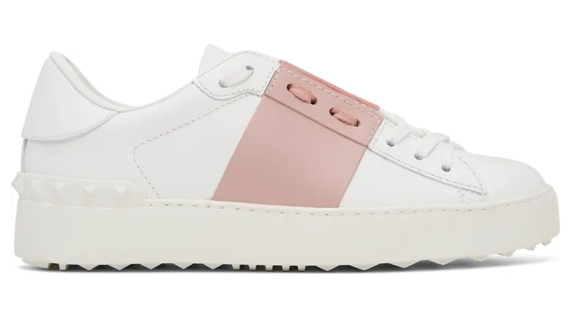Valentino Garavani White & Pink Back Studded Open Sneakers (WW2S0781BLU)