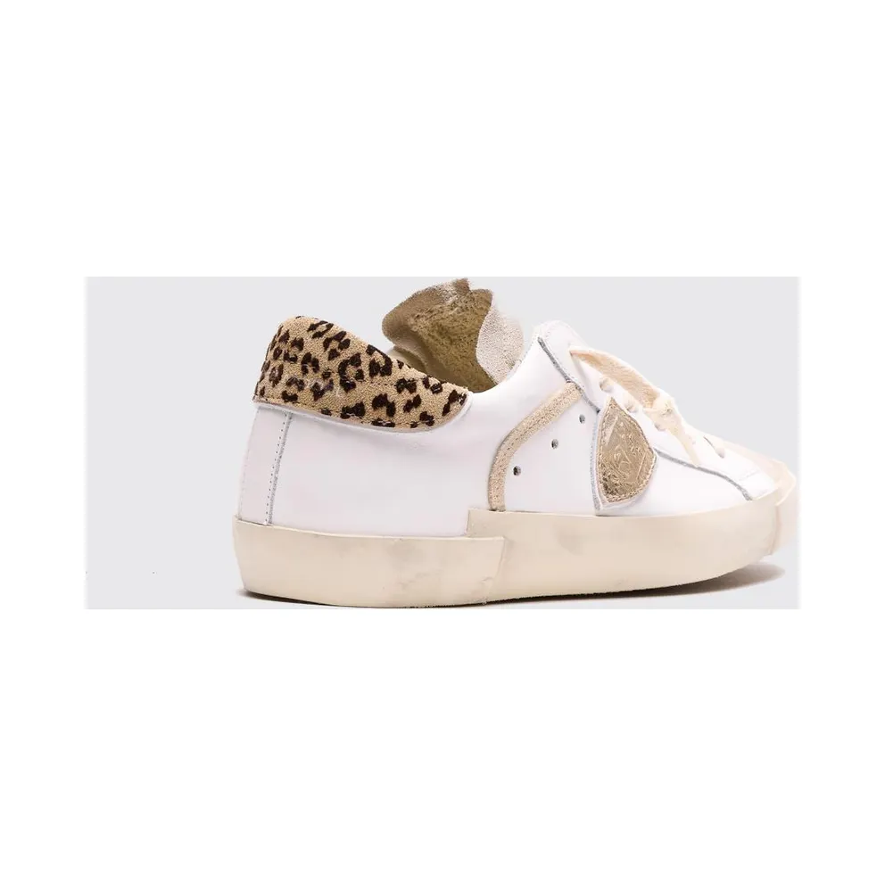 Philippe Model Paris Sneakers in Used Leather and Pony Skin White (PRLDVL14)