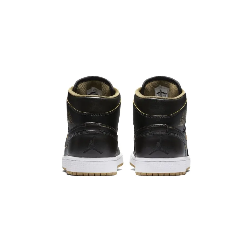 Jordan 1 Retro Mid Black Metallic Gold Black/Black-Metallic Gold-White (554724-042)