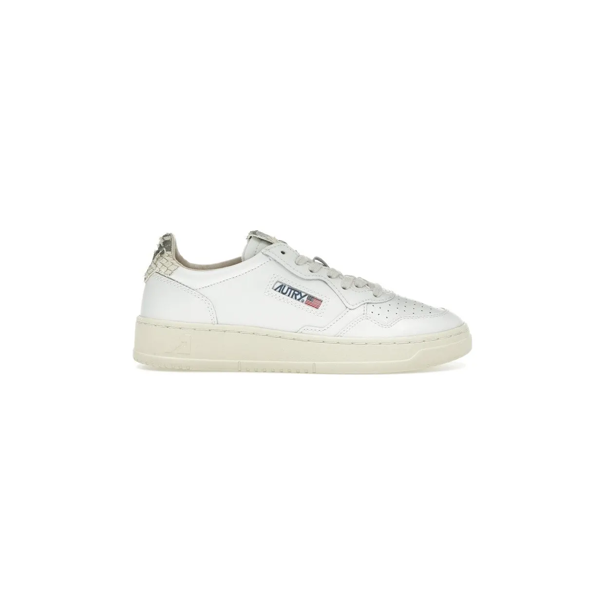 Autry Medalist Leather Low White Snake Diamond Print (AULW-VD01)