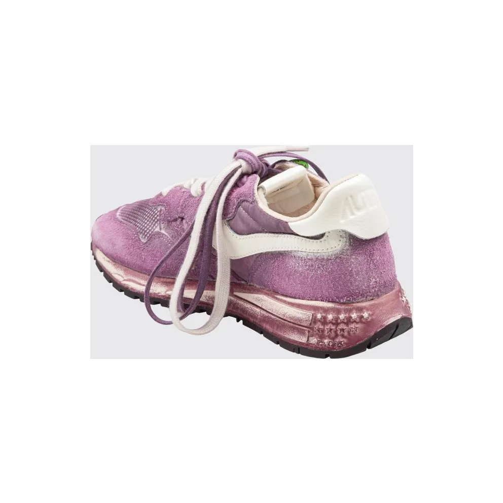 Autry Reelwind Super Vintage Bicolor Low-Top Sneakers in Suede and Mesh Pink (WVLWYG05)