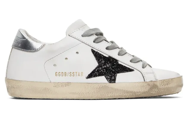 Golden Goose SSENSE Exclusive White and Black Glitter Superstar Sneakers (F00101.F001213.10238)