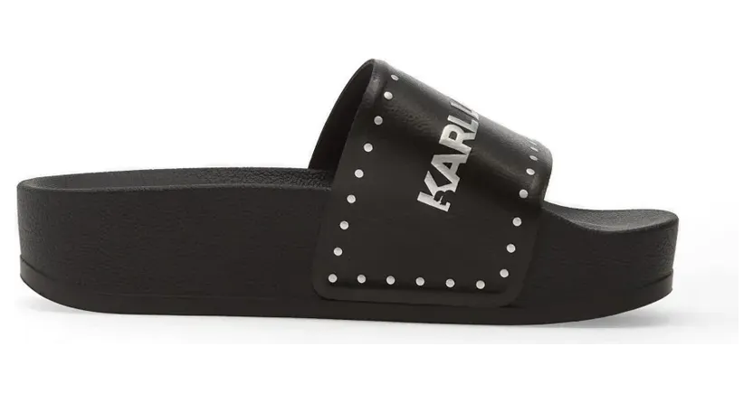 Karl Lagerfeld Pantoletten mit Nieten-Logo-Print – Schwarz (KL80826)