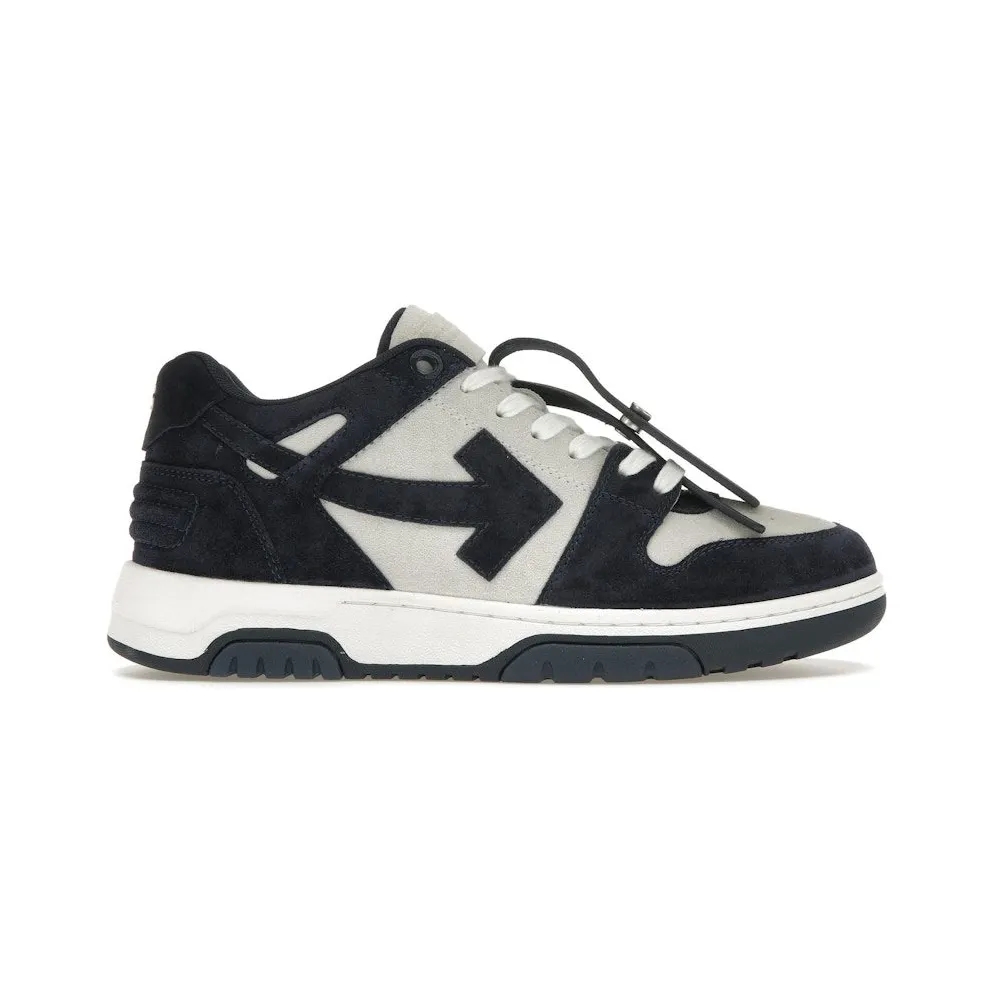 OFF-WHITE Out Of Office OOO Low Tops White Navy Blue Suede (OMIA189F22LEA0020142)