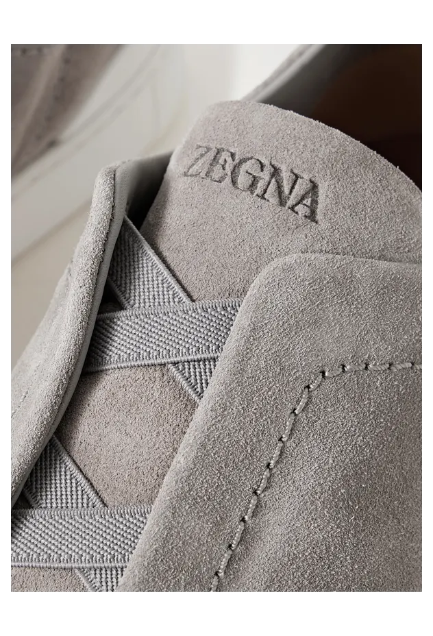 Zegna Triple Stitch™ Suede Slip-On Sneakers Gray (LHSOY) (6)
