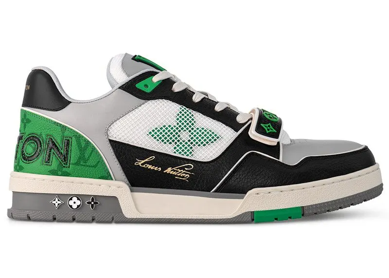 Louis Vuitton LV Trainer Monogram strap Black White Green (1AC50F)