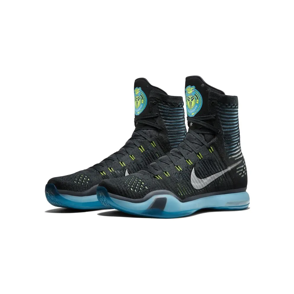 Nike Kobe 10 Elite Commander Black/Metallic Silver-Blue Lagoon-Volt (718763-004)