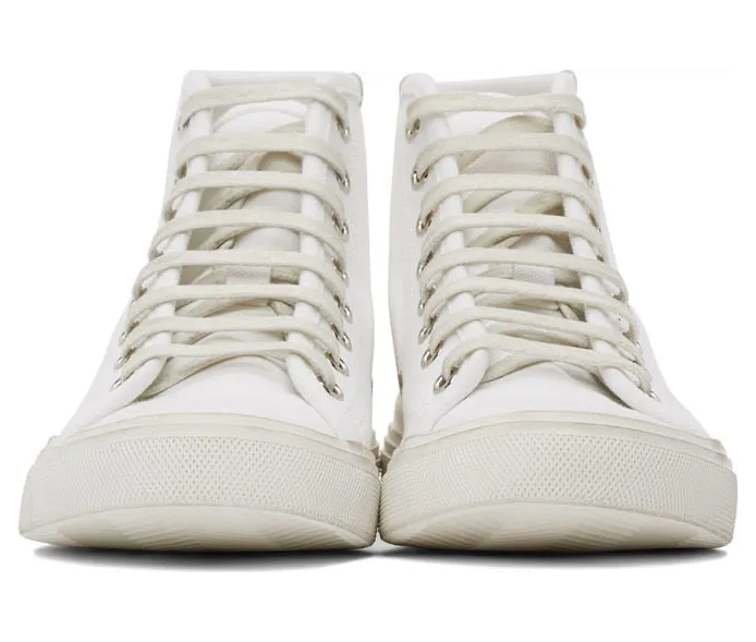 Saint Laurent White Canvas Malibu Sneakers (606076 GUZ20) (2)