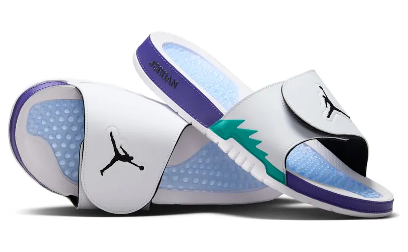 Jordan Hydro 5 Retro Slide “White New Emerald Grape Ice Black” (555501-103)