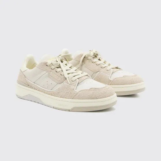 Axel Arigato Clay Low Top Leather and Suede Sneakers with Mesh Inserts Beige (F3906002)
